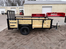 Load image into Gallery viewer, 5x10 Utility Trailer with 3 board wood sides 24in tall - Quality Steel and Aluminum  - Model 6210ANSA3.5Kw/HS