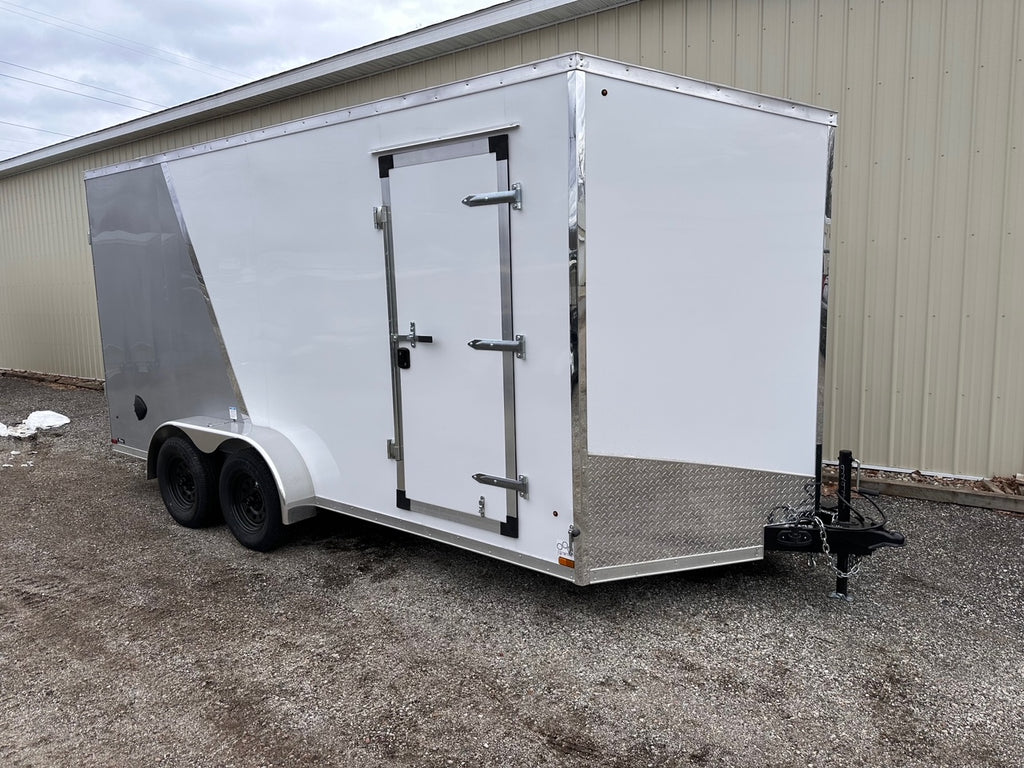 Enclosed Cargo Trailer 7x16 UTV +12in - 2 Tone 78" ramp door opening with ramp door - HLAFTX716TA2+12 (Charcoal 2 tone)
